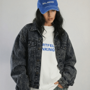 Alcen Noir Acid-Wash Loose-Fit Denim Jacket